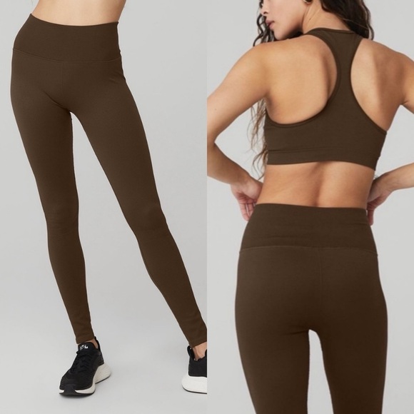 ALO Yoga Pants - Alo Yoga Seamless High Waist Ribbed Leggings Brown Sz Large
